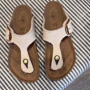 Birkenstock Cream and Brown Sandals